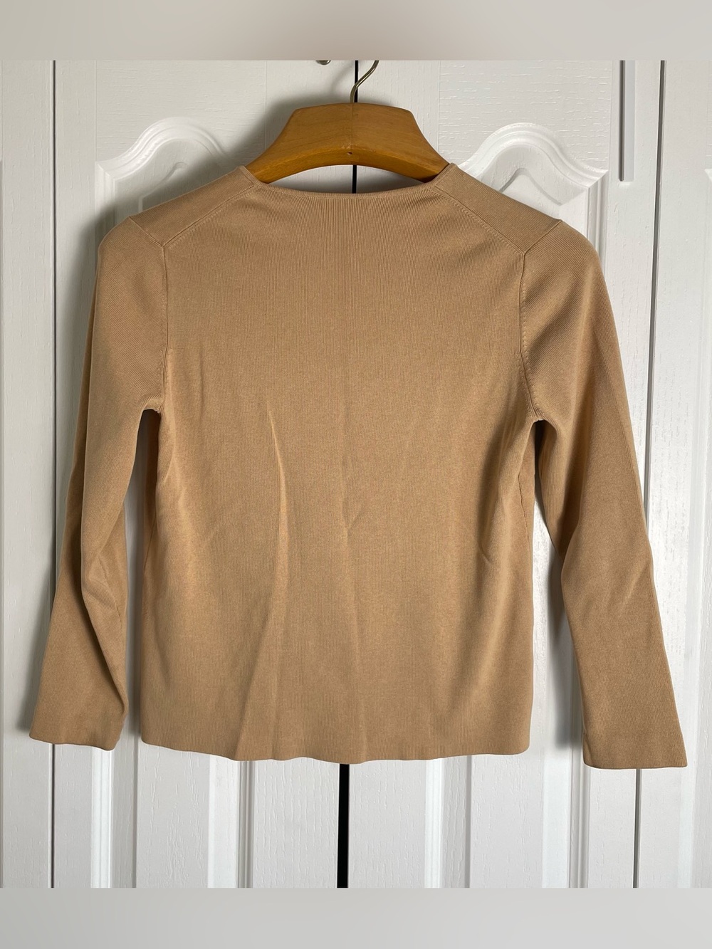 Charter Club Button Front Cardigan Jumper Women’s M Tan Silk Cotton Blend Preppy - Picture 4 of 10